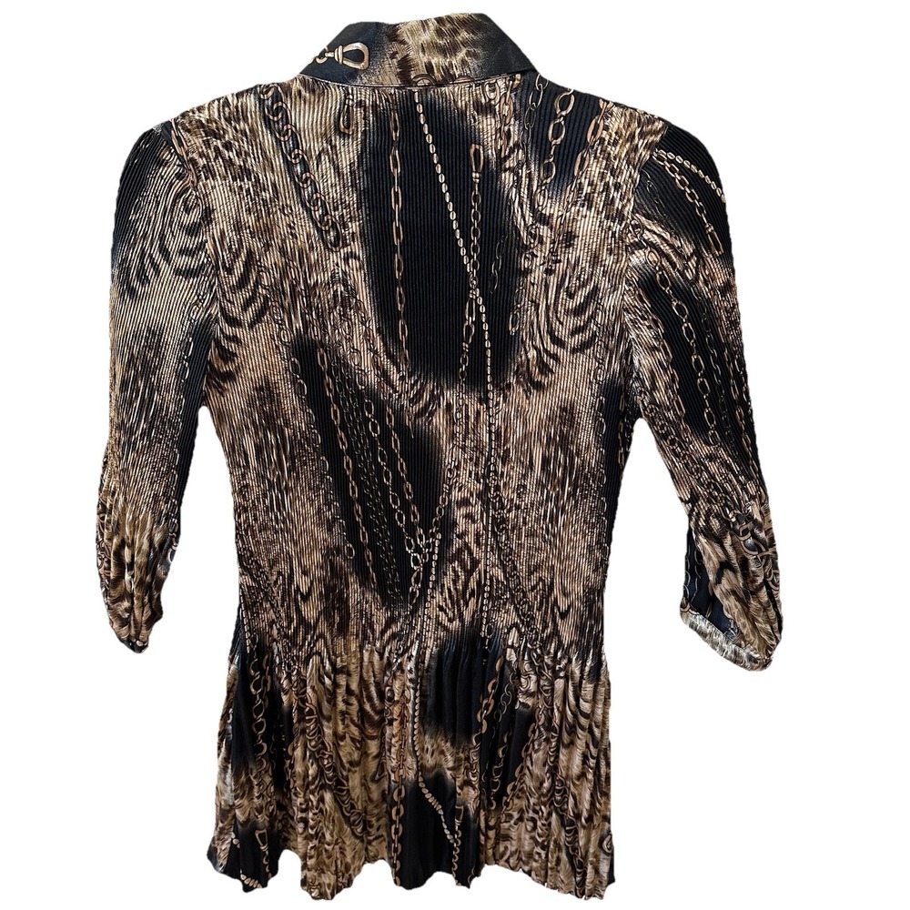 Lindi Chain Print Pleated Button Down Blouse Baroque Womens XS - Picture 5 of 6